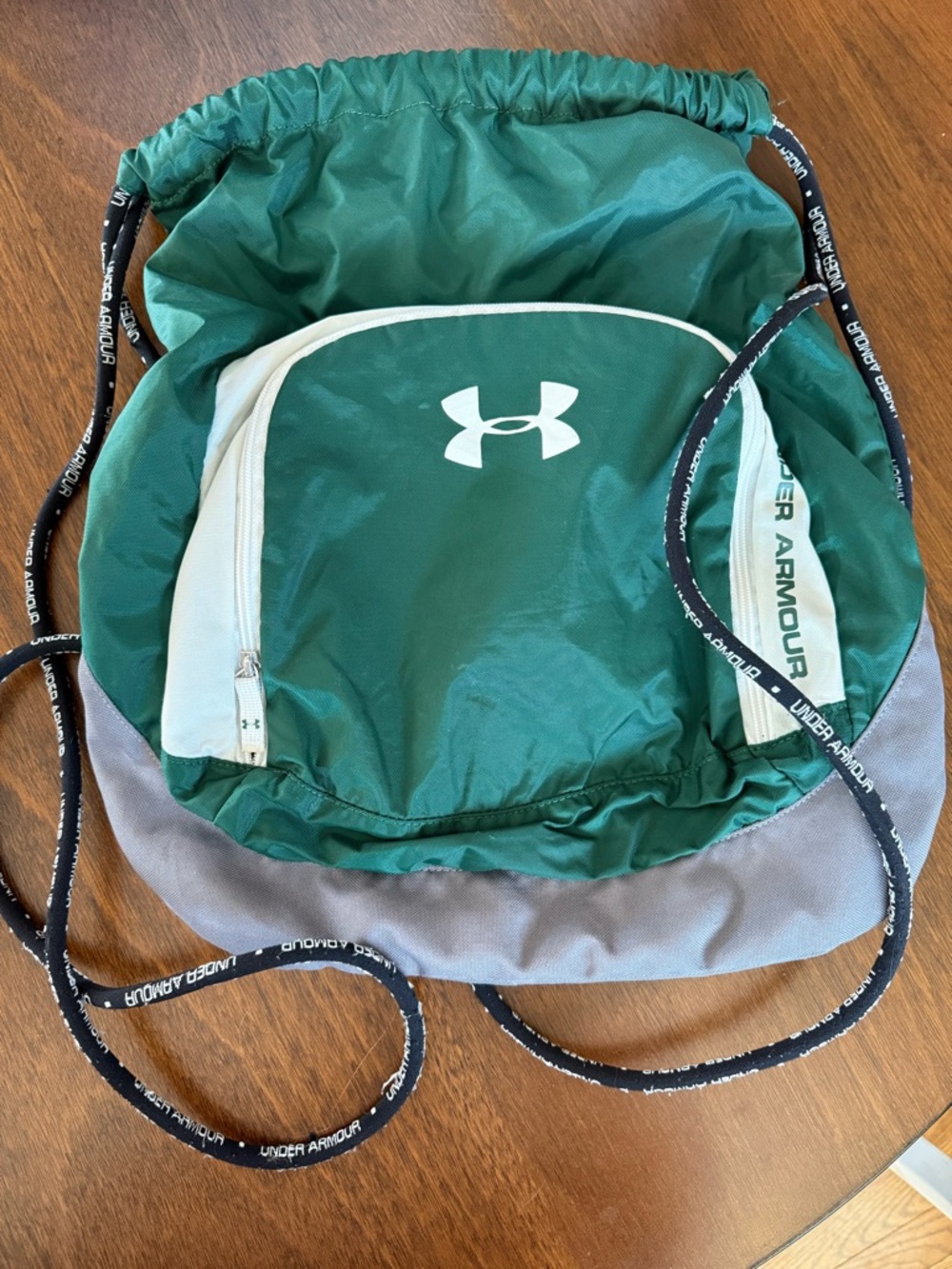 Under Armour Green Drawstring Backpack Protect this House Interior Pocket